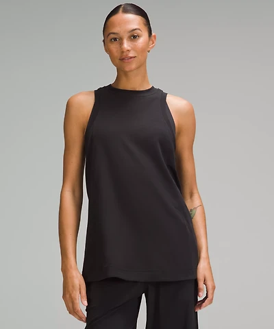 Long Cotton Crewneck Tank Top | Women's Sleeveless & Tops