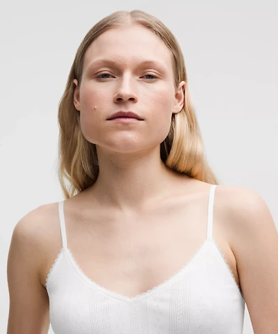 Cotton Pointelle Cropped Cami Tank Top | Women's Sleeveless & Tops