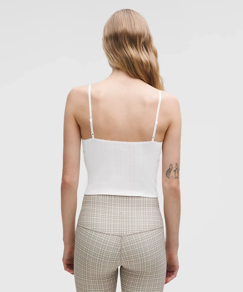 Cotton Pointelle Cropped Cami Tank Top | Women's Sleeveless & Tops