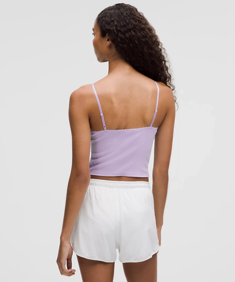 Cotton Pointelle Cropped Cami Tank Top | Women's Sleeveless & Tops