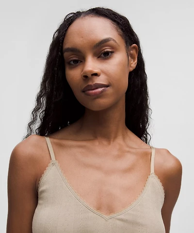 Cotton Pointelle Cropped Cami Tank Top