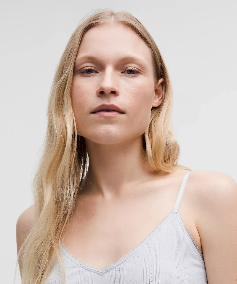 Cotton Pointelle Cropped Cami Tank Top