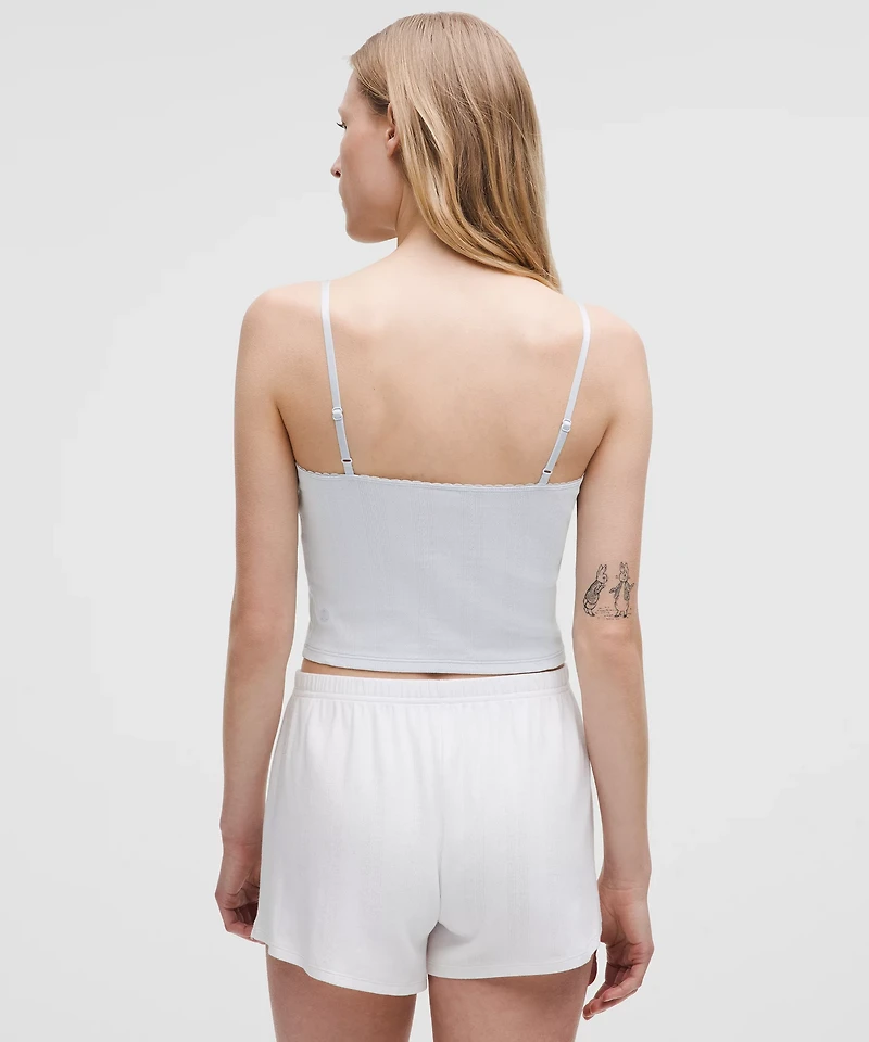 Cotton Pointelle Cropped Cami Tank Top