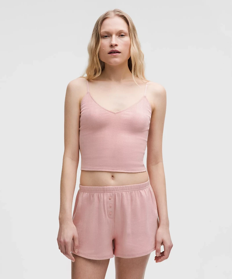 Cotton Pointelle Cropped Cami Tank Top