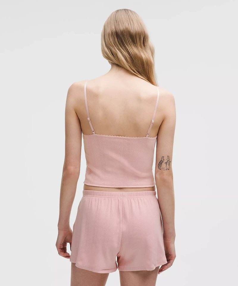 Cotton Pointelle Cropped Cami Tank Top