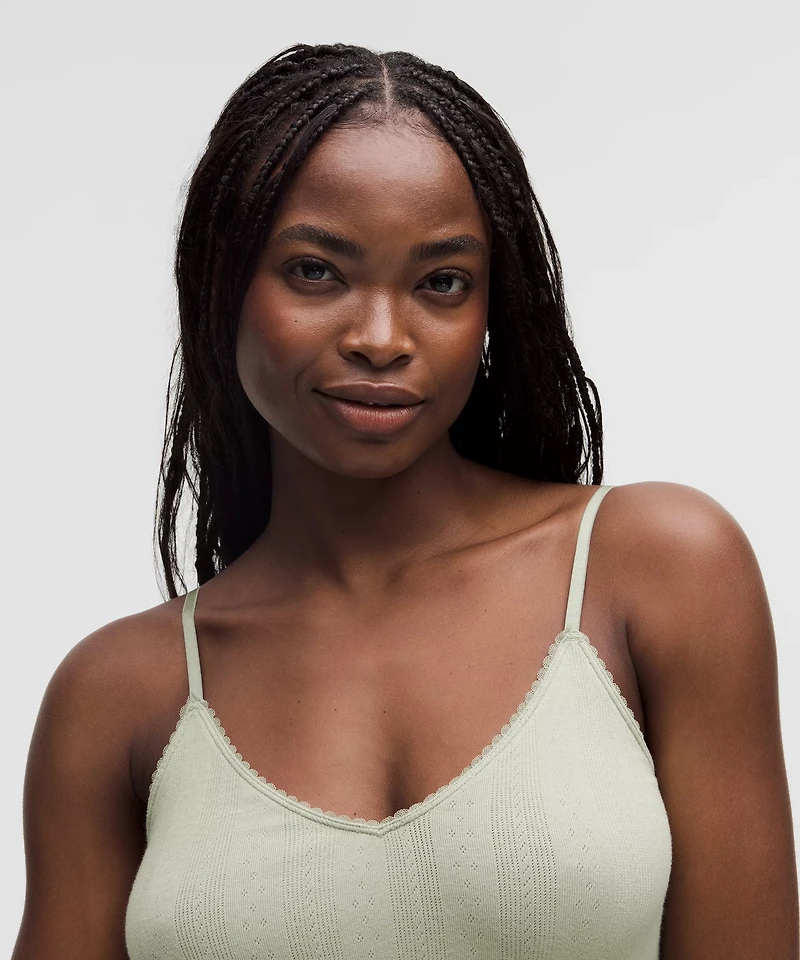 Cotton Pointelle Cropped Cami Tank Top | Women's Sleeveless & Tops