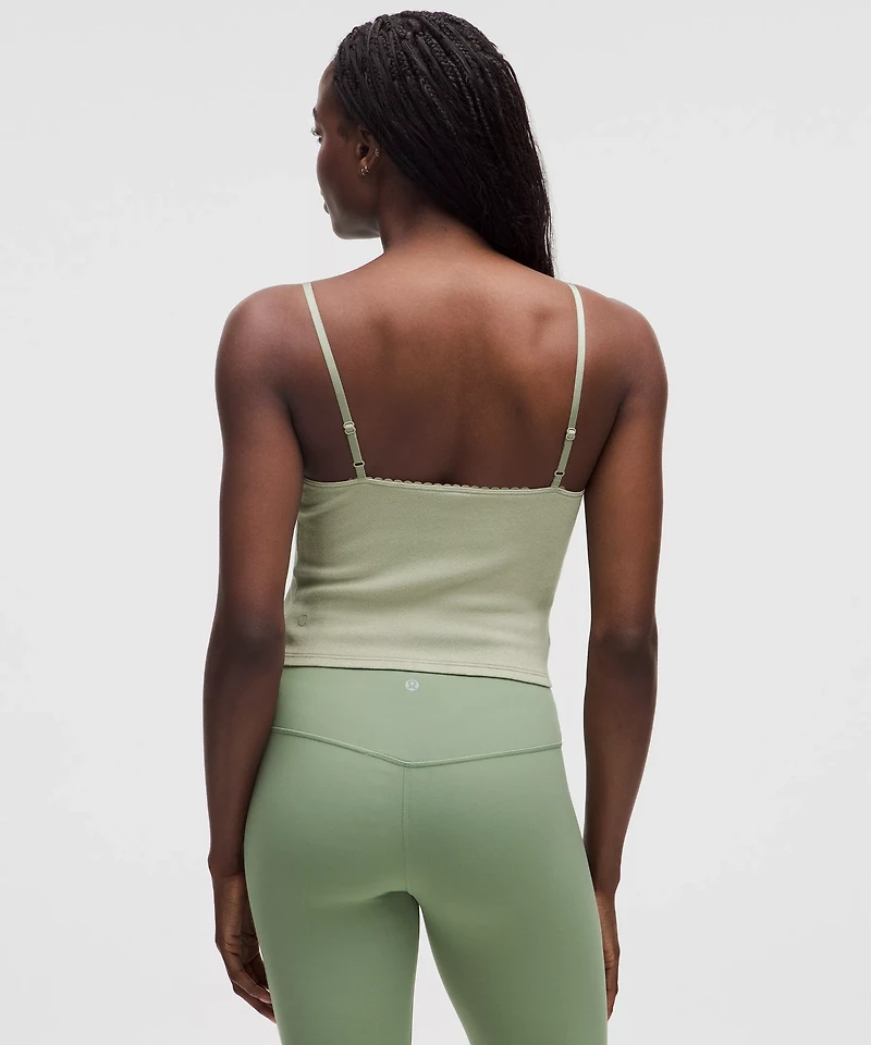 Cotton Pointelle Cropped Cami Tank Top | Women's Sleeveless & Tops