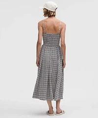 Seersucker Check Ruched Midi Dress | Women's Dresses