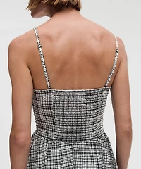 Seersucker Check Ruched Midi Dress | Women's Dresses