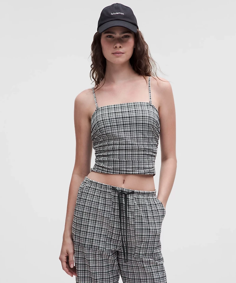 Seersucker Check Strappy Tank Top | Women's Sleeveless & Tops