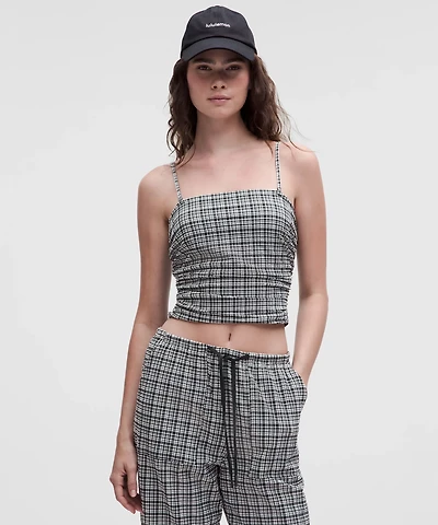 Seersucker Check Strappy Tank Top | Women's Sleeveless & Tops