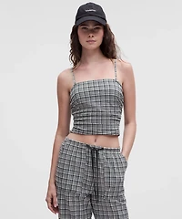 Seersucker Check Strappy Tank Top | Women's Sleeveless & Tops