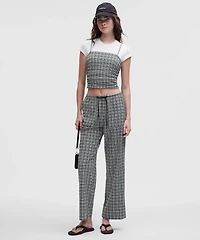 Seersucker Check Strappy Tank Top | Women's Sleeveless & Tops