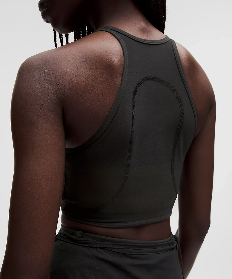 Mesh Cross-Front Cropped Tank Top B/C Cup *SLNSH Collection | Women's Sleeveless & Tops