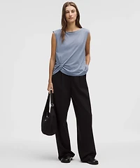 Cotton-Blend Twist-Front Tank Top | Women's Sleeveless & Tops