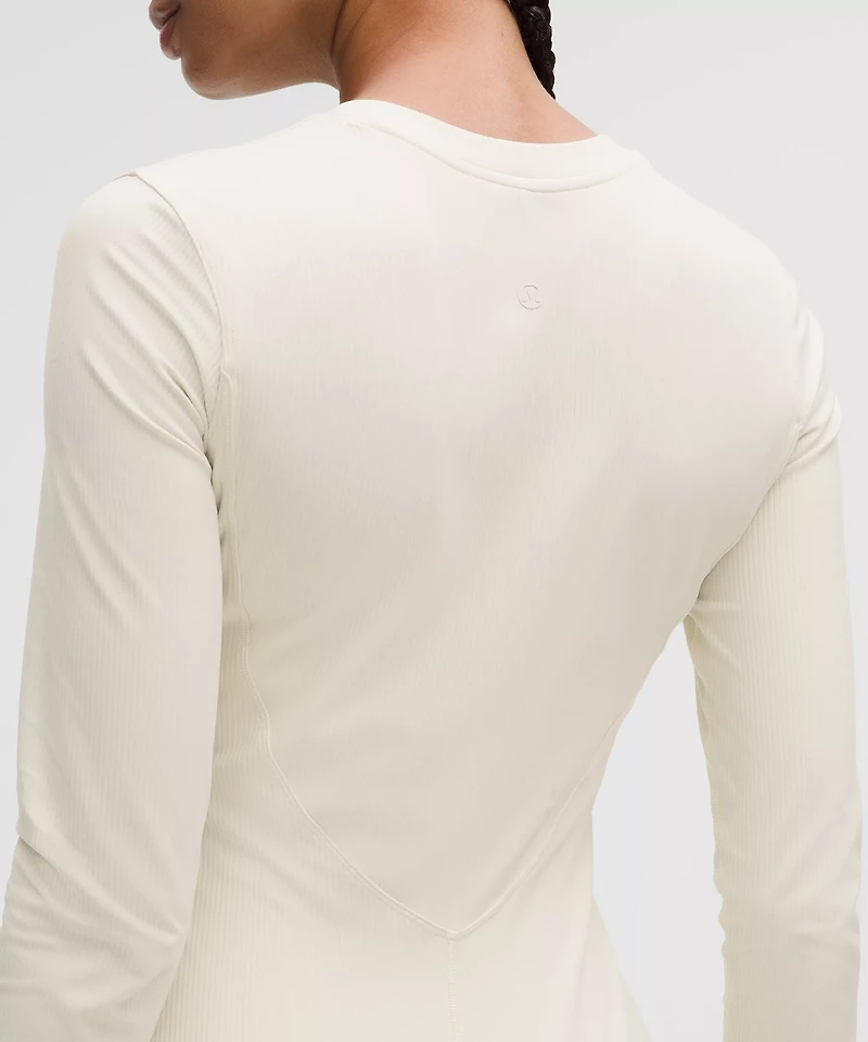 All Aligned Ribbed Long-Sleeve Henley Dress