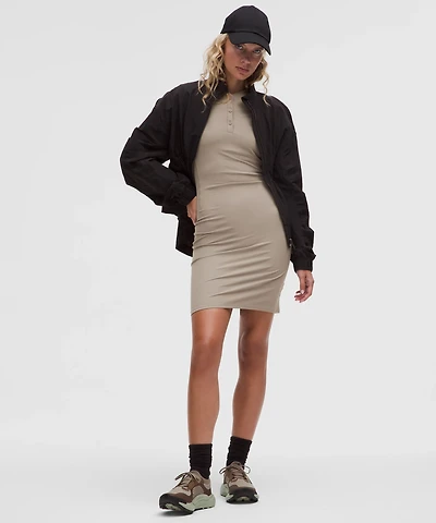 All Aligned Ribbed Long-Sleeve Henley Dress | Women's Dresses