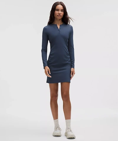 All Aligned Ribbed Long-Sleeve Henley Dress | Women's Dresses