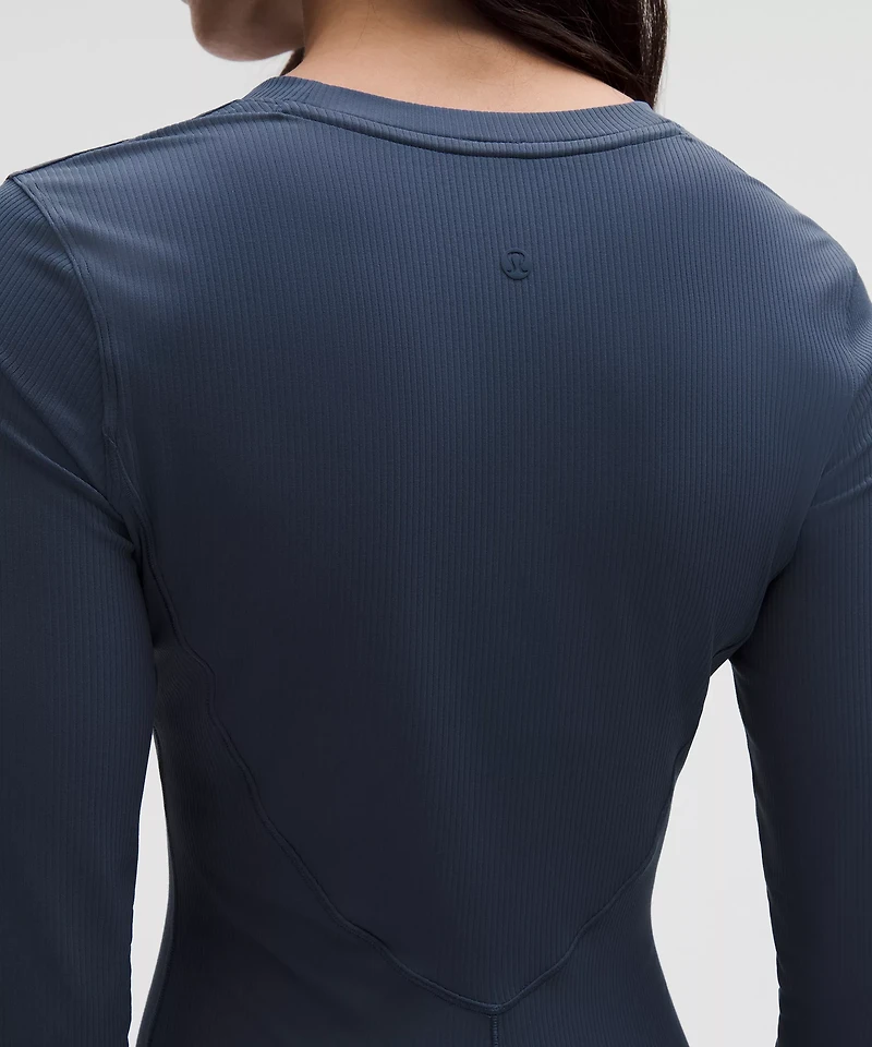 All Aligned Ribbed Long-Sleeve Henley Dress | Women's Dresses