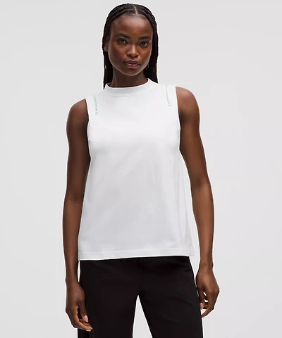 Cotton Jersey Stitch-Detail Tank Top