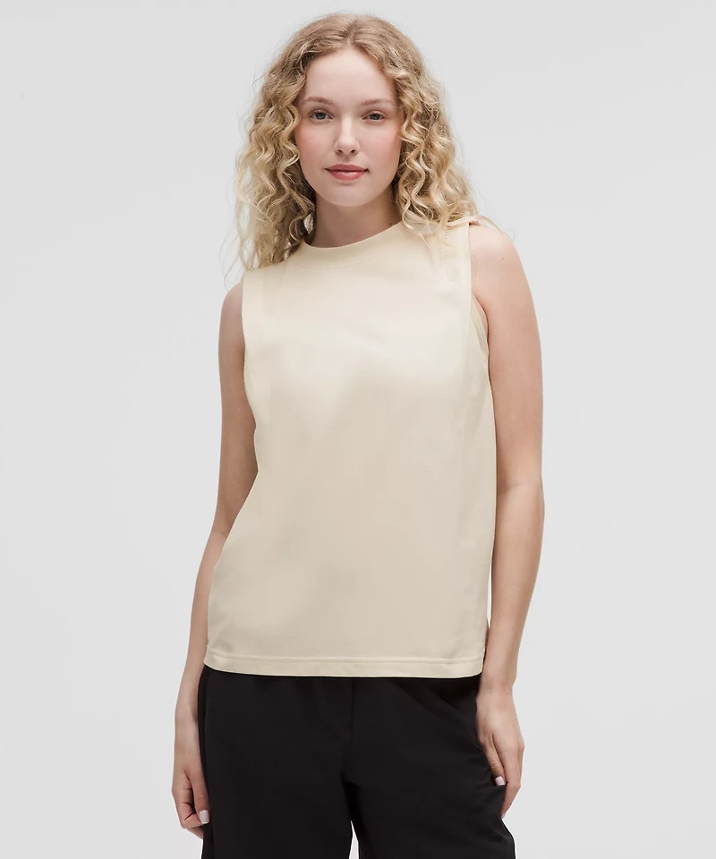 Cotton Jersey Stitch-Detail Tank Top | Women's Sleeveless & Tops