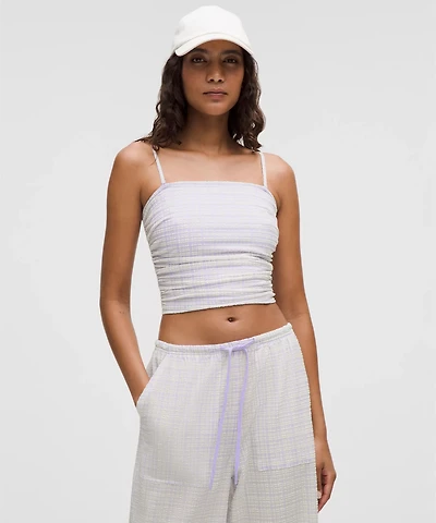 Seersucker Check Strappy Tank Top | Women's Sleeveless & Tops