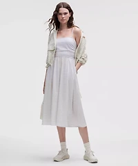 Seersucker Check Ruched Midi Dress | Women's Dresses