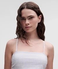 Seersucker Check Ruched Midi Dress | Women's Dresses