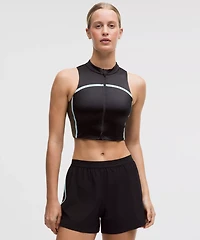 Satin Shine Full-Zip Tank Top Medium Support, B/C Cup *Stripe