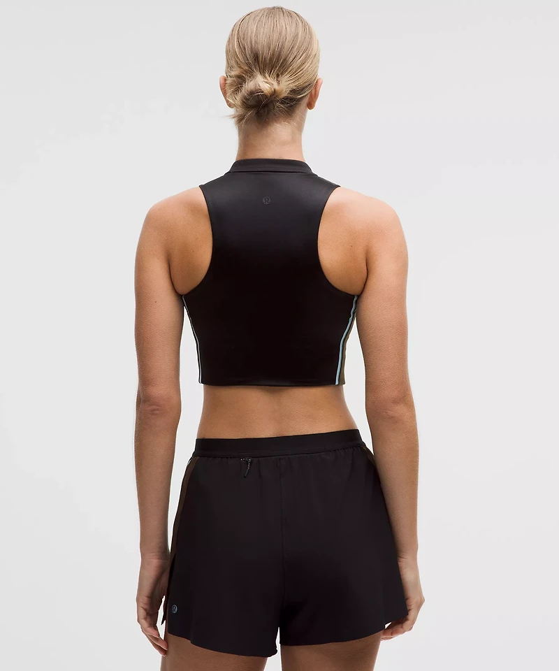 Satin Shine Full-Zip Tank Top Medium Support, B/C Cup *Stripe