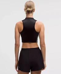 Satin Shine Full-Zip Tank Top Medium Support, B/C Cup *Stripe