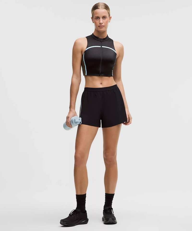 Satin Shine Full-Zip Tank Top Medium Support, B/C Cup *Stripe