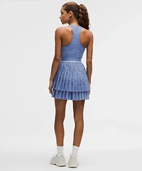 Paisley-Mesh Pleated Tennis Dress