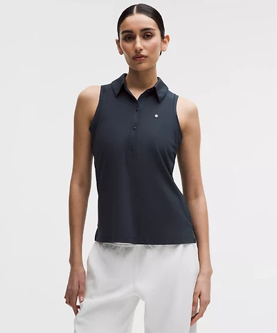Quick-Dry Sleeveless Polo Shirt *Straight Hem