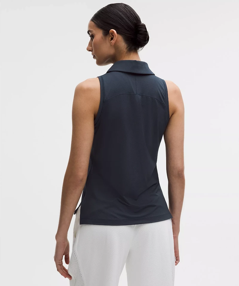 Quick-Dry Sleeveless Polo Shirt *Straight Hem