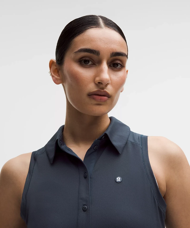 Quick-Dry Sleeveless Polo Shirt *Straight Hem