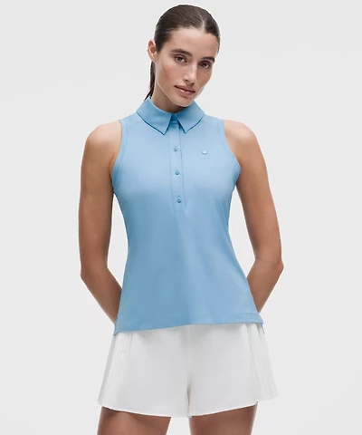 Quick-Dry Sleeveless Polo Shirt Straight Hem *Logo
