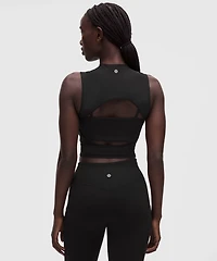 Nulu and Mesh-Overlay Cropped Studio Tank Top