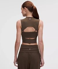 Nulu and Mesh-Overlay Cropped Studio Tank Top