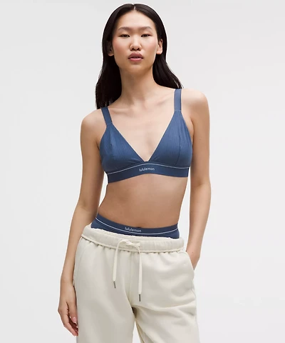Stretch Cotton Ribbed Logo Bralette *B/C Cup