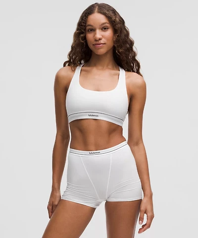 Stretch Cotton Ribbed Logo Racerback Bralette *A–C Cups | Women's Bras