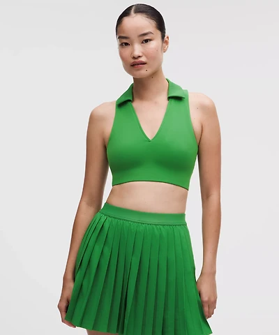 Collared Longline Ribbed Tennis Bra *Medium Support, B/C Cup