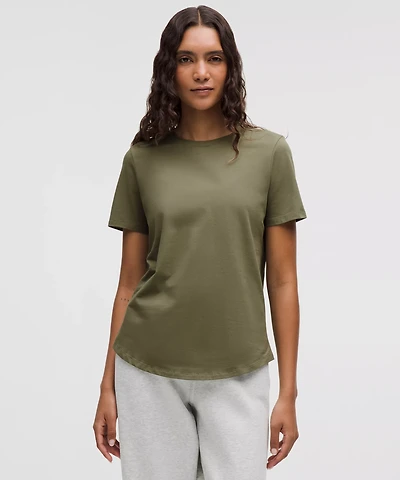 Love Curved-Hem Crewneck T-Shirt | Women's Short Sleeve Shirts & Tee's