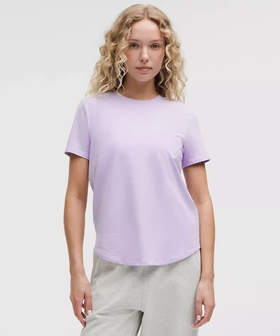 Love Curved-Hem Crewneck T-Shirt | Women's Short Sleeve Shirts & Tee's