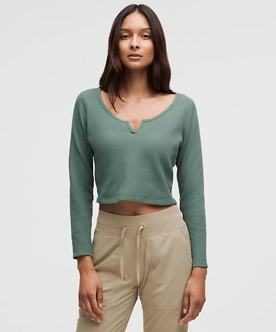 Cotton-Blend Henley Long-Sleeve Shirt | Women's Long Sleeve Shirts