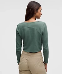 Cotton-Blend Henley Long-Sleeve Shirt | Women's Long Sleeve Shirts