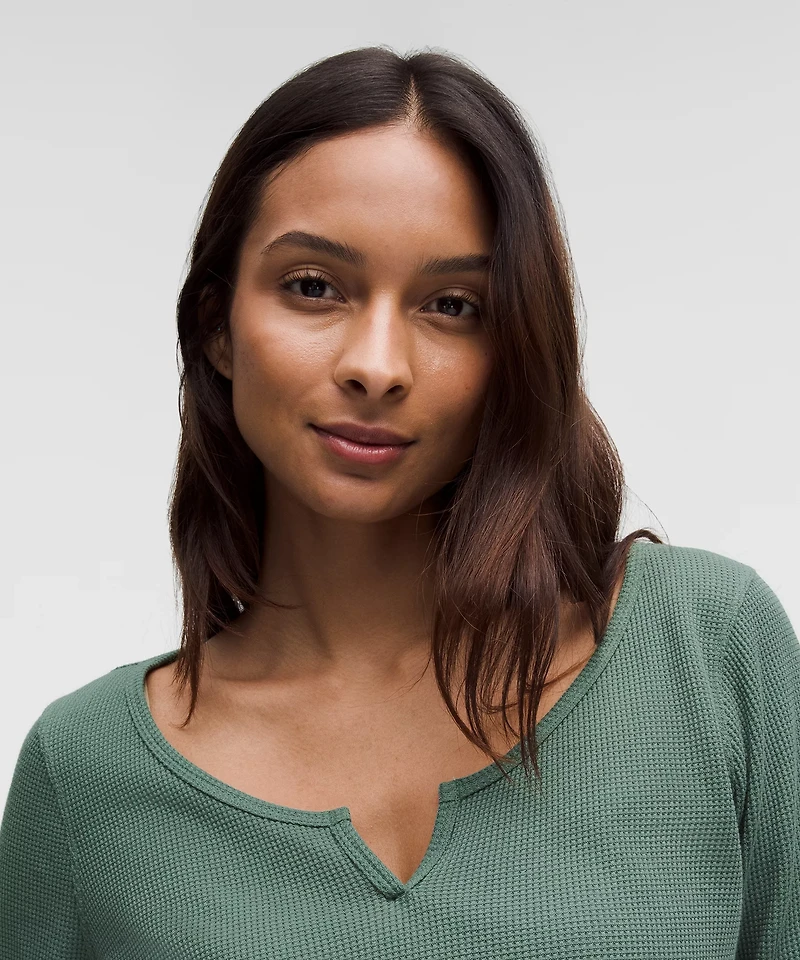 Cotton-Blend Henley Long-Sleeve Shirt | Women's Long Sleeve Shirts