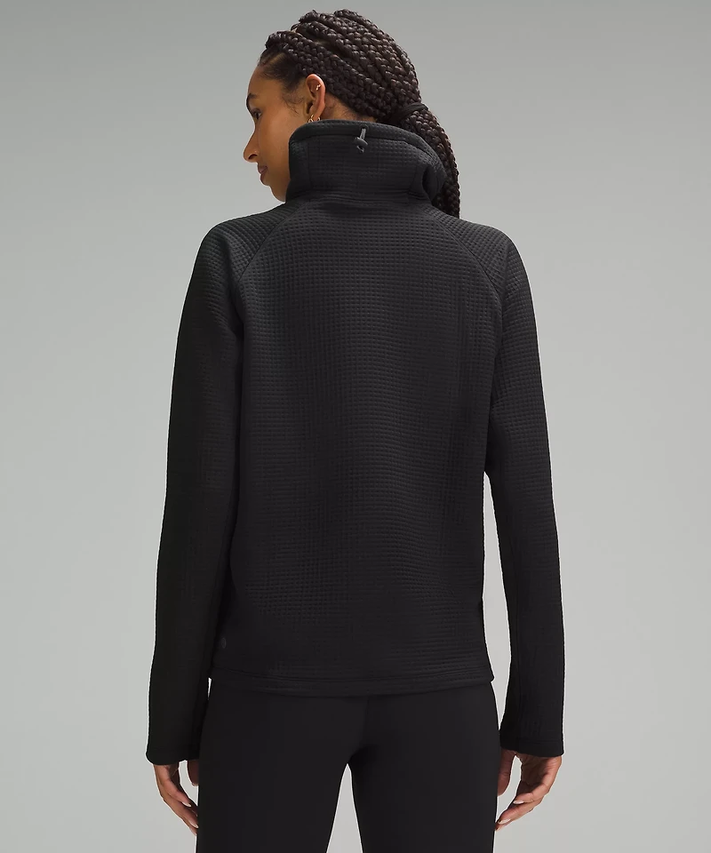 Waffle-Knit Funnel-Neck Long-Sleeve Shirt