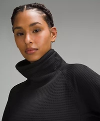 Waffle-Knit Funnel-Neck Long-Sleeve Shirt
