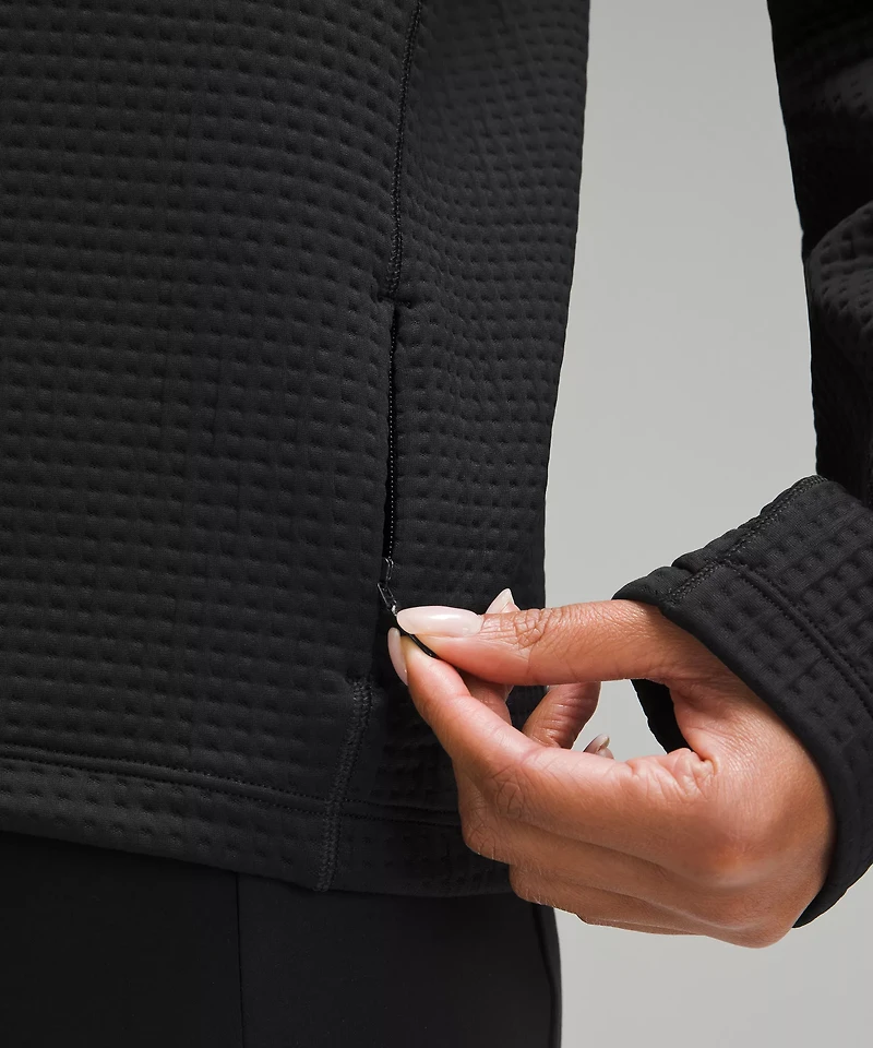 Waffle-Knit Funnel-Neck Long-Sleeve Shirt